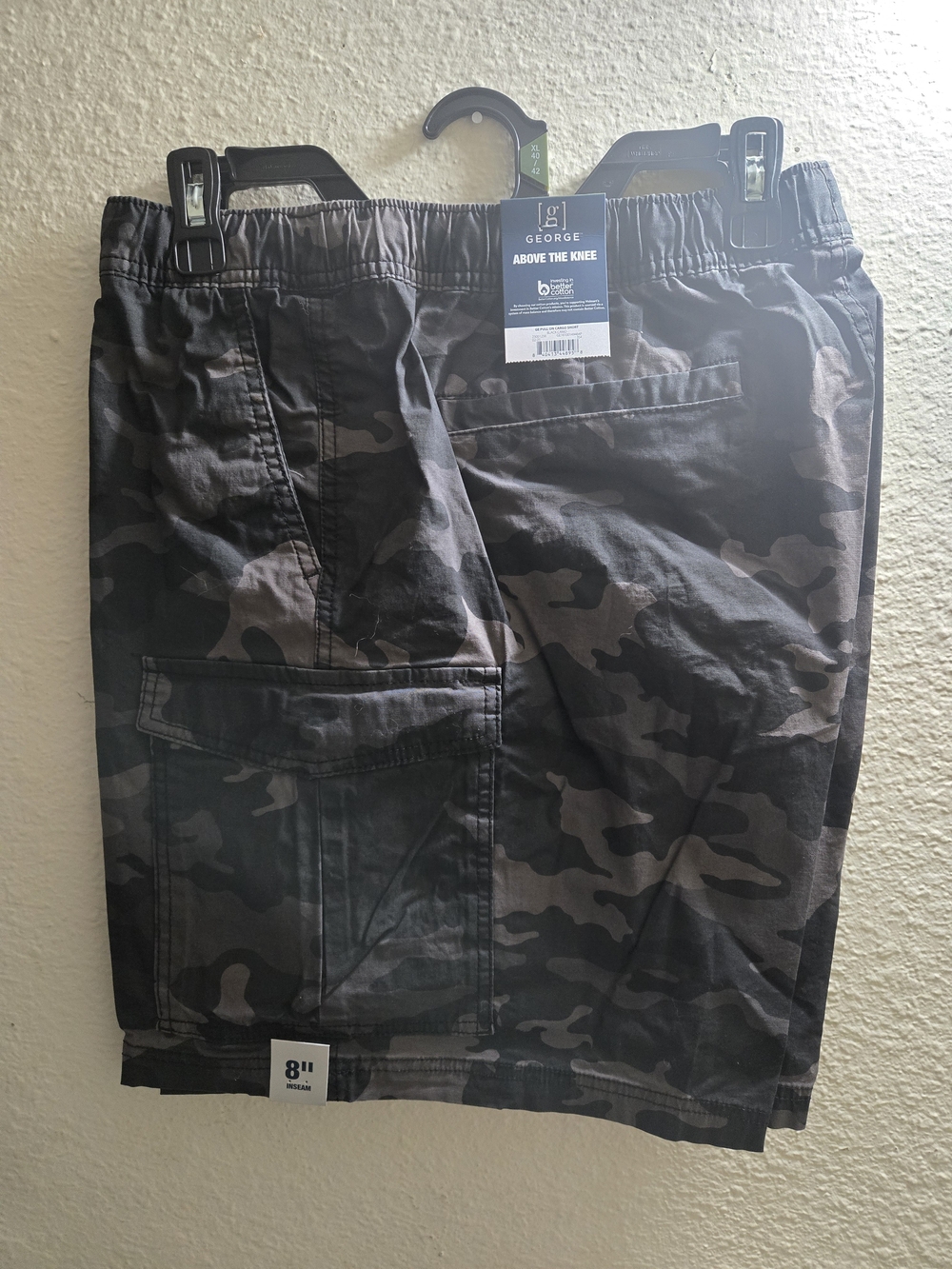 George Men’s Above-the-Knee Camo Cargo Shorts - Black/Grey